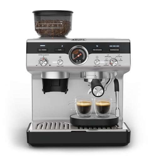Krups Precision espressomachine XP801T met stoompijpje, zwart/zilver