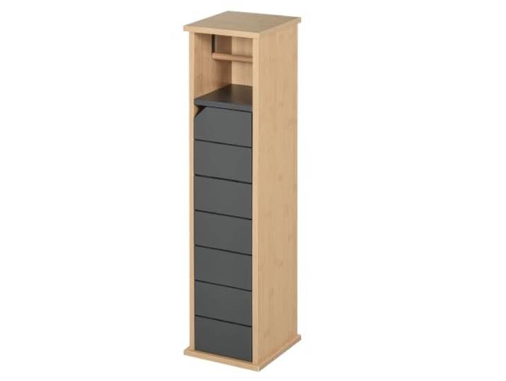 HOMCOM Support Papier Toilette Porte-Papier Toilette 2 Niveaux Gris Bambou MDF