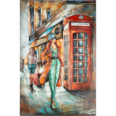 Metallbild CASABLANCA BY GILDE "Bild rechteckig English Call grau, rot", bunt (farbe bild(er): grau, rot), B:80cm H:120cm T:3cm, Metall, Bilder, Londonmotiv Telefonzelle Retrodesign Vintagebild Urban Art
