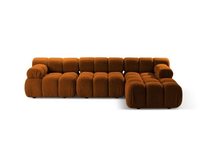 Canapé d'angle droit modulaire 4 places en bouclé brique