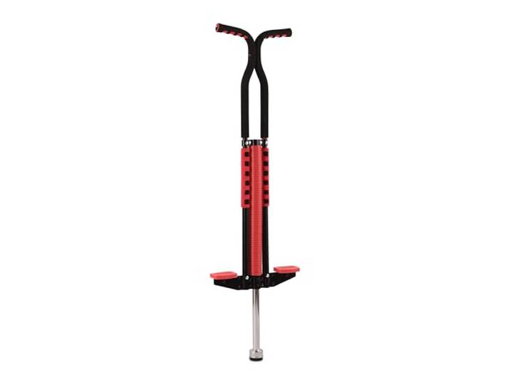 Relaxdays Pogo Stick, für Kinder, Springstock bis 60 kg, gepolststert, Sprungstab Outdoor, rutschfest, Edelstahl, rot