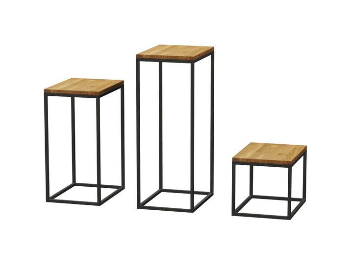 Beistelltisch 3er-Set Vaelin natur geölt Wildeiche B 40 H 30 cm - Beistelltisch 3er-Set
