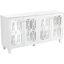 Merax Sideboard mit Spiegelelementen und geometrischem Trellis-Muster, Kommode mit Spiegelfront, Anrichte mit großem Stauraum