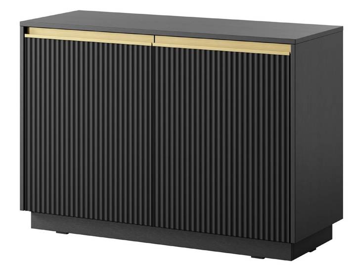 Compleo Kommode mit 2Türen, Rillenstruktur, Gold Griffe GLAM