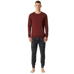 Schiesser Family Long Pyjamas Cuffs Rot Baumwolle 3XL Herren