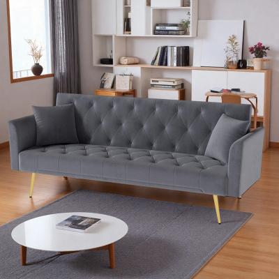 "72"" Velvet 3-in-1 Convertible Sleeper Sofa with Tufted Design and 3-Level Adjustable Backrest"