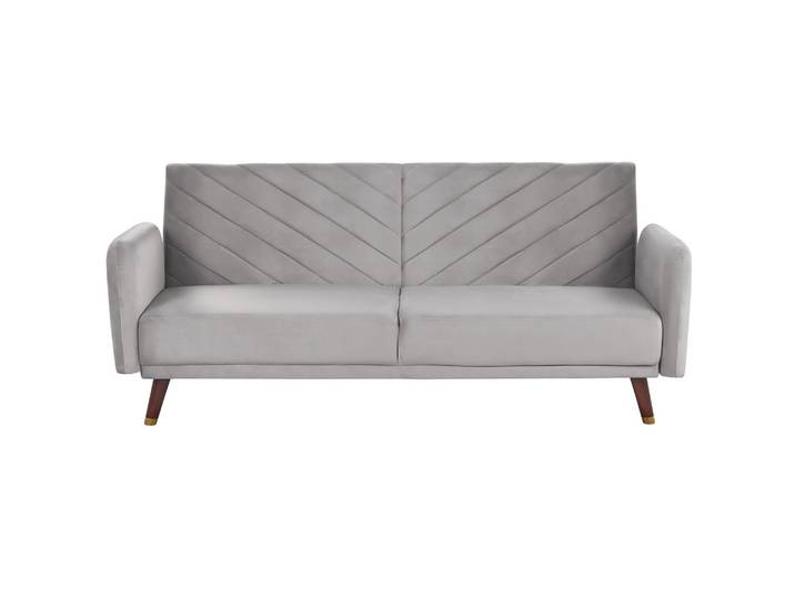 3-SITZER-SCHLAFSOFA Samtstoff Hellgrau Senja