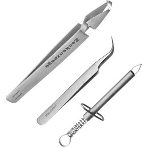 May Zeckenzange Zecken-Set 3-teilig, für Mensch und Tier, aus Edelstahl