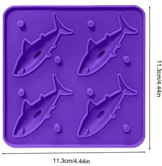 Daily Deals Depot Shark Bite Silicone Ice Mold Tray Reusable Shark Ice Cube Mold For Parties & Drinks purple