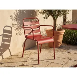 2er Set Gartenfauteuils stapelbar - Metall - Rot - MIRMANDE von MYLIA