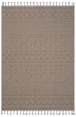 Klair Living Guros Collection Mocha / Geometric Indoor / Outdoor Non-Shedding Area Rug