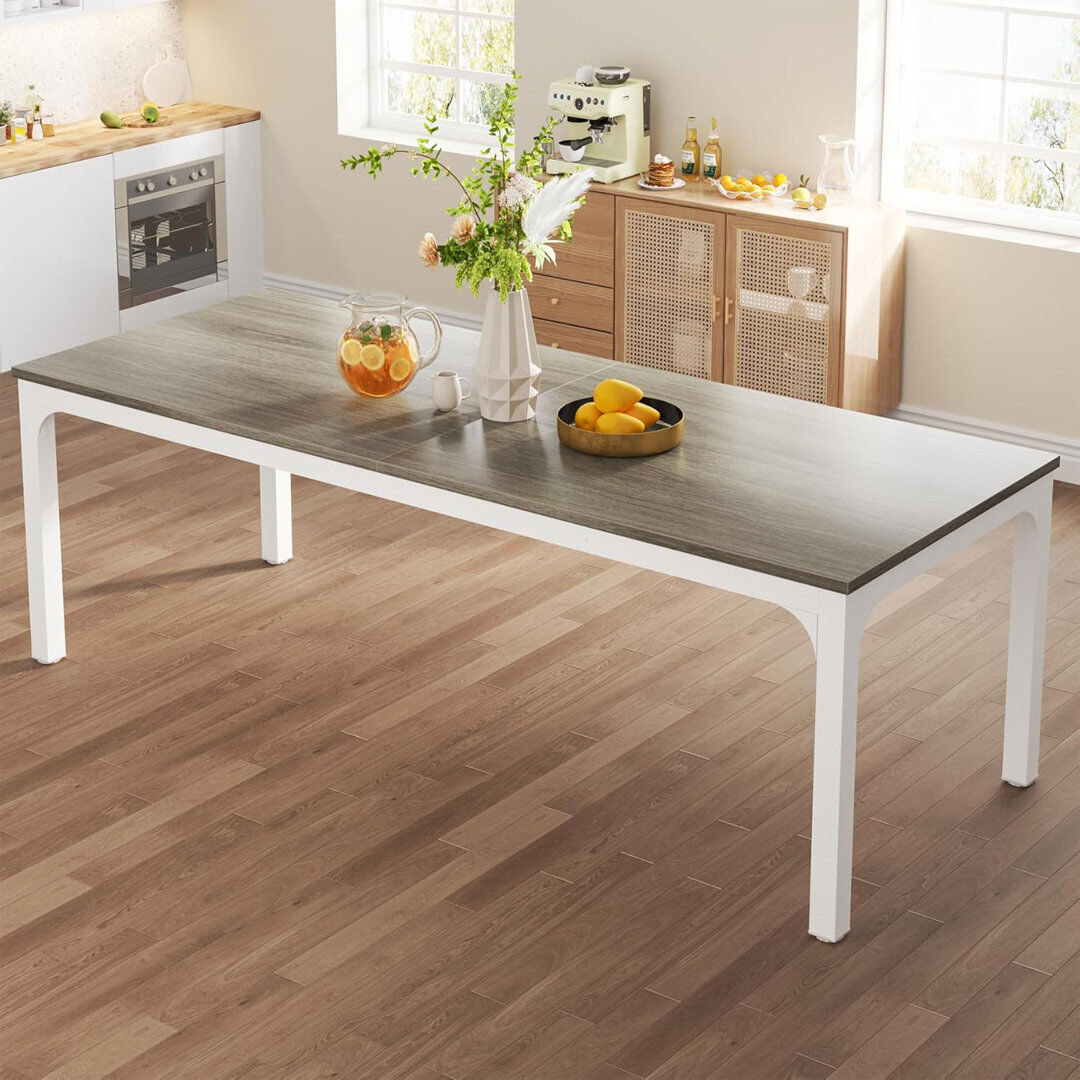 Alpen Home Rectangular Unfinished Dining Table with Steel Base Oak/White