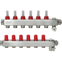Danfoss FBH-Verteiler SSM-6F 6 Kreise, mit Durchflussanzeige