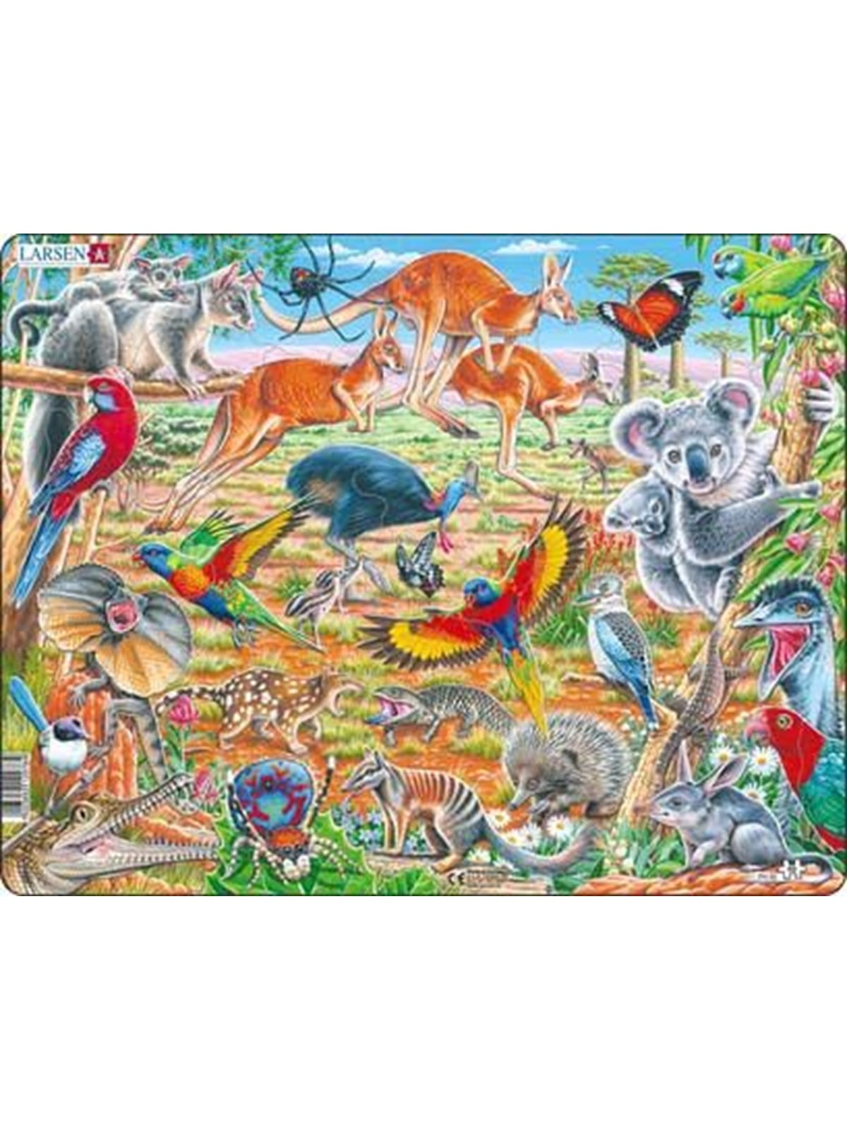 Larsen Puzzles Puzzle Australische Tiere - 60-teilig, Maxi (36.5x 2D Puzzles