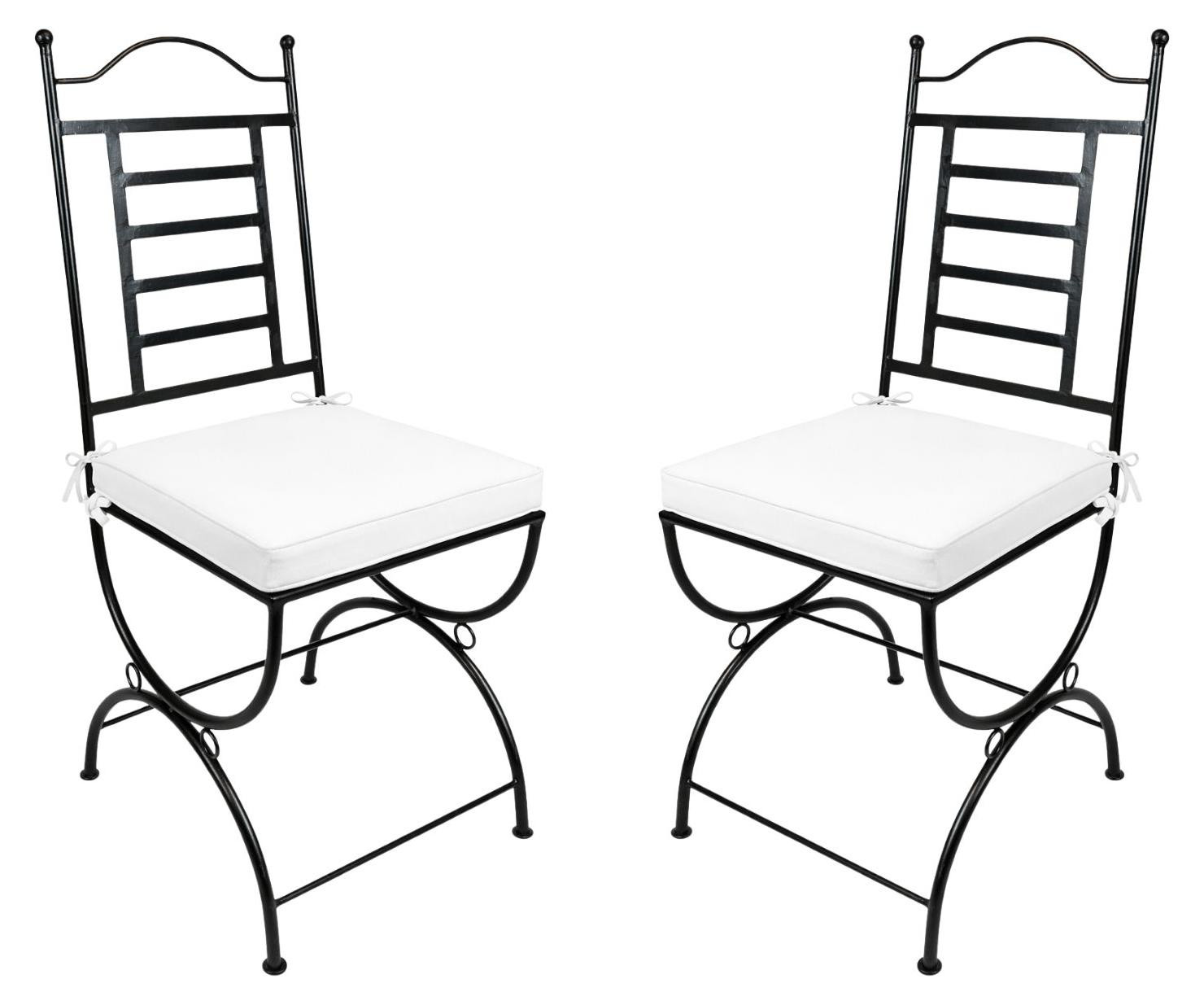 Set van 2 Marrakesch Orient & Mediterran Interior tuinstoelen La Linea in boho-stijl, zwart, ijzer