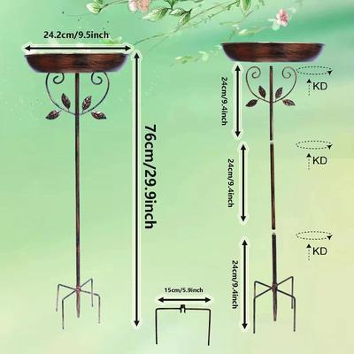 Uplifted Goods Freestanding Metal Bird Bath And Feeder For Outdoor Decor a