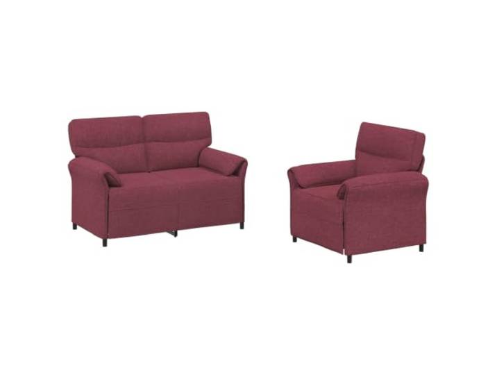 Todiikf Sofa Set 2-teilig Weinrot Stoff Couch Garnitur 1+2 Sitzer Moderner 2-teiliger Polster-Couchsatz mit stabilem Metallgestell für Wohnzimmer und Gästezimmer in edlem Weinrot.