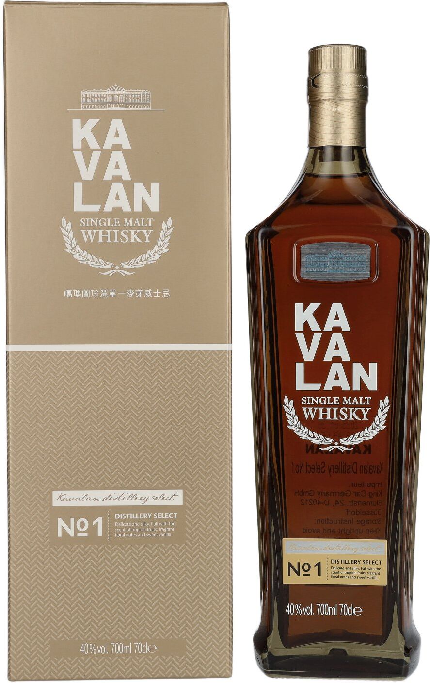 Kavalan Whisky Kavalan DISTILLERY SELECT Single Malt Whisky No. 1 40% Vol. 0,7l in Geschenkbox