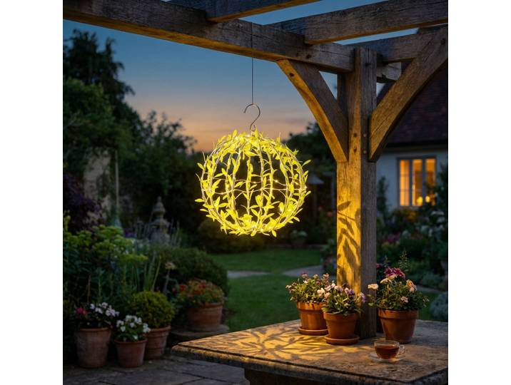 Solar Leuchtkugel, Blätterdesign, Ø20cm