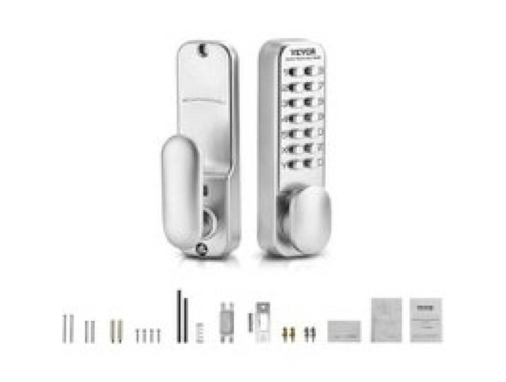 VEVOR mechanisches schlüsselloses Türschloss mit einseitiger Tastatur (14 Tasten), schlüsselloses Türschloss aus Edelstahl, Codeschloss für Haus, Büro, Außenzaun, Garage Hof Silber