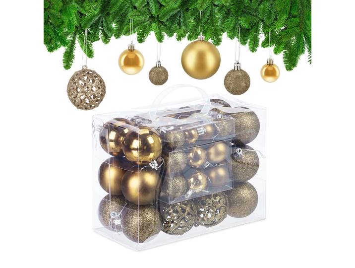Weihnachtskugeln im 50er-Set Gold-Silber
