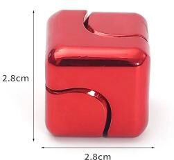 Inspired Living Metal Cube Fidget Gyroscope Silent Bearing Spinner For Stress Relief & Focus red