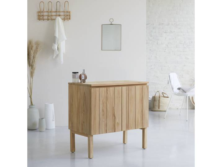 Aufbewahrungsmöbel aus massivem Teakholz, 80 cm Jill - Natur - Teak