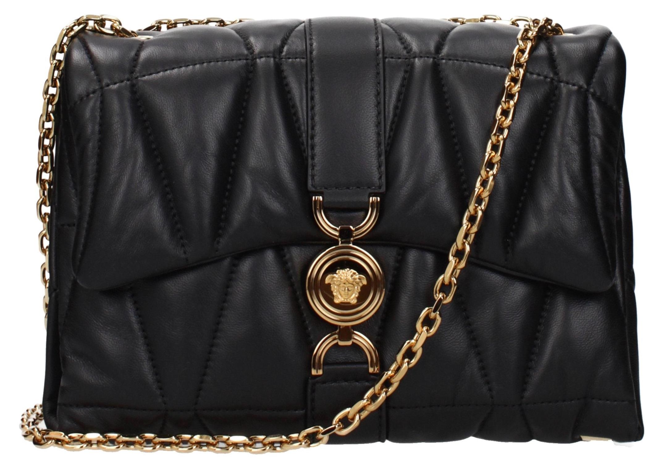 Versace Kleio gestepptes Nappa schwarz Schulter Medusa 95