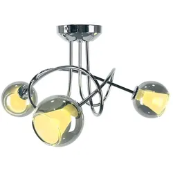Relaxdays 3-armige Deckenlampe Rauchglas Anthrazit,Weiß,Silber