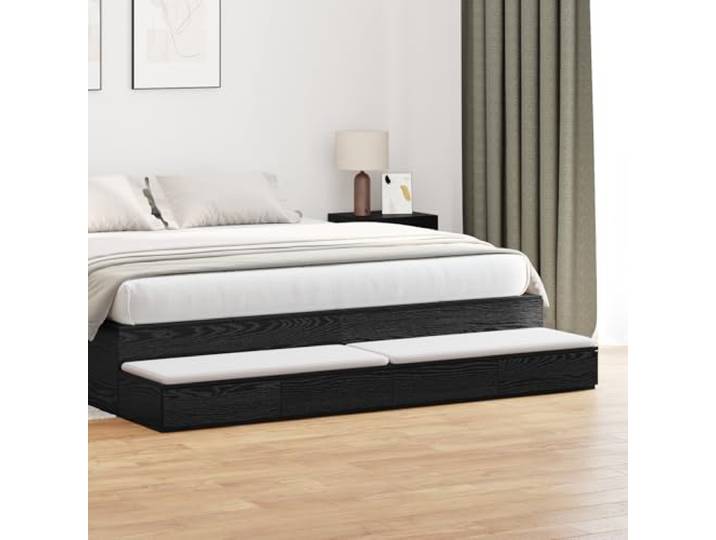 HEFZGDB Nachttisch mit 4 Schubladen in schwarzer Eiche 180x36,5x16,5 cm aus Holzwerkstoff, moderner Stauraum und Elegante Aufbewahrung