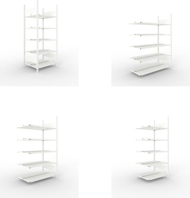 Meta Set Büroregal COMPACT doppelseitig, 1850x750x600 mm mit 5 Böden + Büro-Anbauregal COMPACT doppelseitig, 1850x1000x600 mm mit 5 Böden + Büro-Anbauregal COMPACT doppelseitig, 1850x1250x600 mm mit 5 Böden + Büro-Anbauregal COMPACT doppelseitig, 1850x750