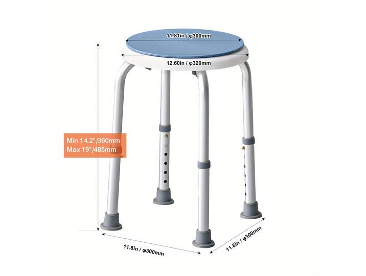 Chaise pour douche intérieure, siège de douche pivotant à 360 degrés, tabouret de douche à hauteur réglable, tabouret de siège de baignoire. Capacité de 300 lb.