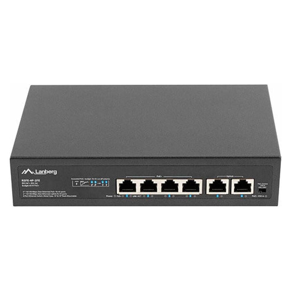 Lanberg RSFE-4P-2FE-60 Netzwerk-Switch Unmanaged Fast Ethernet (10/100) Power over Ethernet (PoE) 1U (6 Ports) (RSFE-4P-2FE-60)