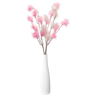 Tischvase CREATIV HOME "Vase mit Federzweigen", rosa (weiß, rosa), H:27cm Ø:7,5cm, Keramik, Vasen, für die moderne Einrichtung