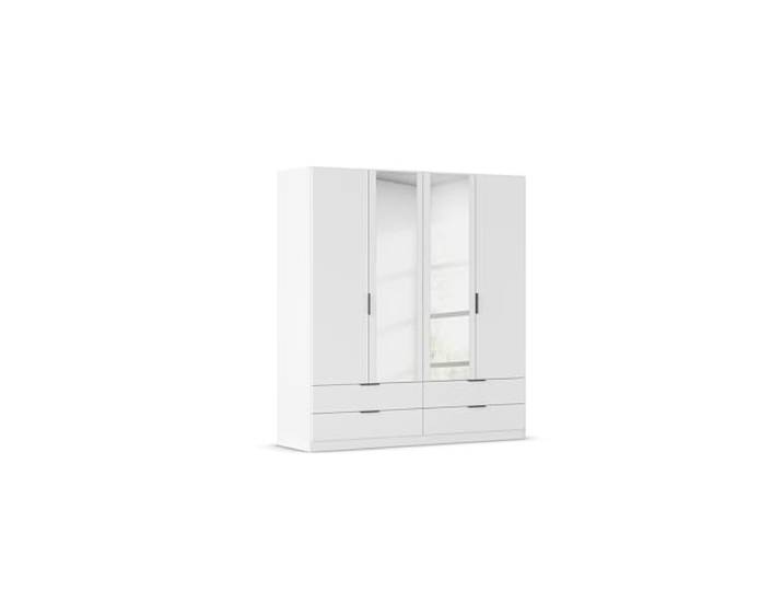 Rauch Möbel LAGOA, Kleiderschrank, Farbe Weiß, Breite 181 cm Schrank, 4-türig, Spiegel, 4 Schubladen, Zubehör Basic, für Schlafzimmer, Kinderzimmer, Babyzimmer, Garderobe