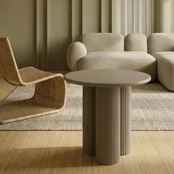 Couchtisch Wolam Ø50 cm - MDF Tisch in Taupe, FSC-zertifiziert