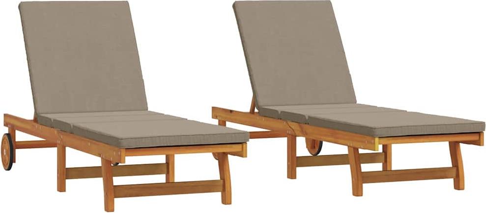 Sonnenliege 2-Person 2 pcs Braun Massivholz Akazie