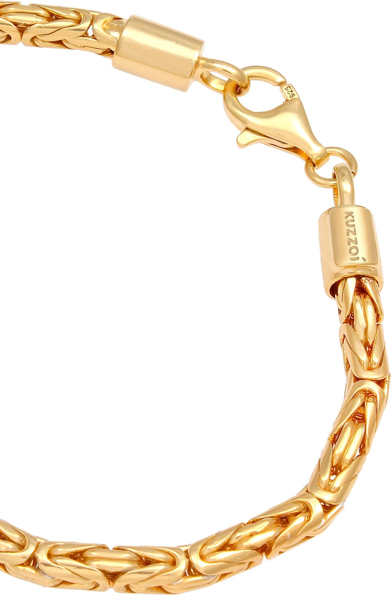 Armkette KUZZOI "Armband Herren Königskette Robust 925 Silber" Gr. 190, gold, Armbänder, Herren, 190, Silber 925 (Sterlingsilber), Armkette