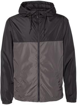 Independent Trading Co. EXP54LWZ Men's Lightweight Windbreaker Full-Zip Jacket in black size Medium   Polyester