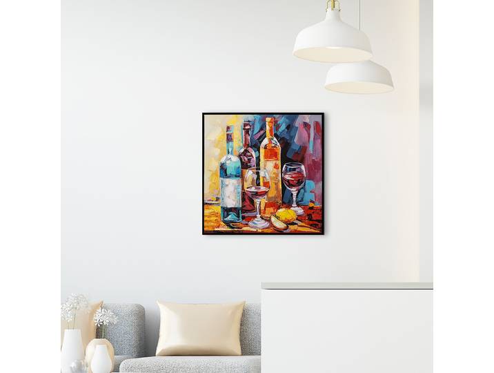Leinwandbild Weinlaune Mischgewebe Multicolor 63 x 63 x 4cm