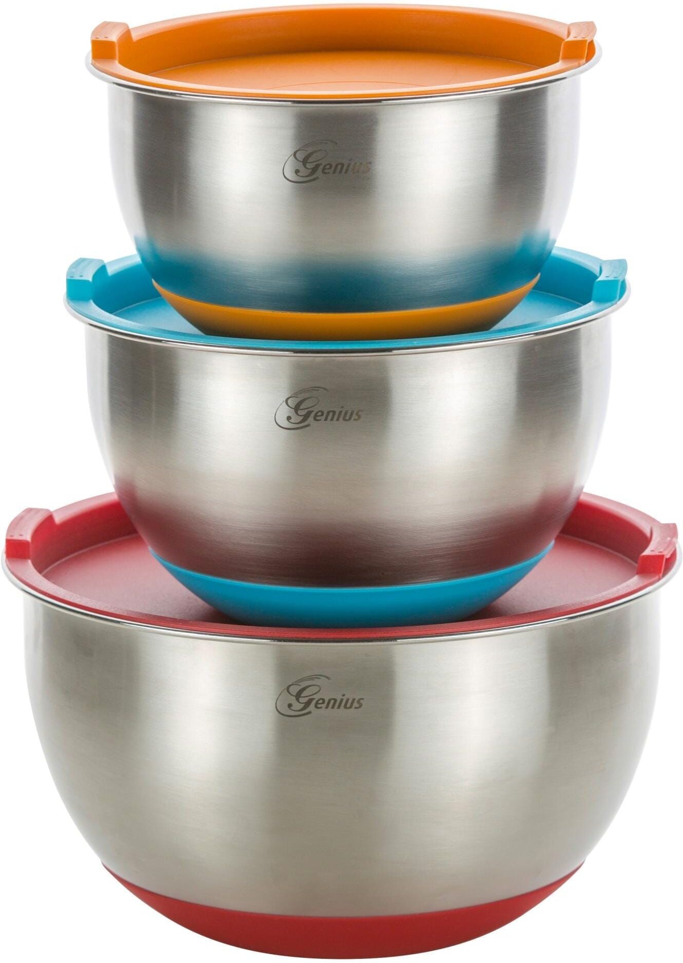 Rührschüssel GENIUS "Rührschüssel Set", silber (silberfarben), Edelstahl, Schüsseln, Rührschüssel silberfarben Einheitsgröße