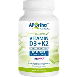 Aportha Vitamin D3 10.000 Ie 250Ug+k2 Mk7 200Ug 120 ST