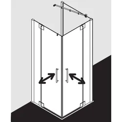 Kermi Pasa XP Eckeinstieg-Pendeltür mit Festfeld PXEPL09020VAK 90x200cm, silber hochglanz, ESG klar, Halbteil links, auf Duschwanne