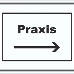 HB-Druck Praxis Schild mit Text und Richtungspfeil rechts Arzt Gesundheit waagerecht A0 (841x1189mm)