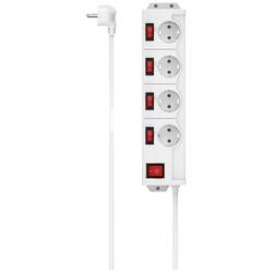 hama 00223121 Steckdosenleiste, 4-fach, 90°, einzeln schaltbar, Wandmontage, 1,4 m, Weiß