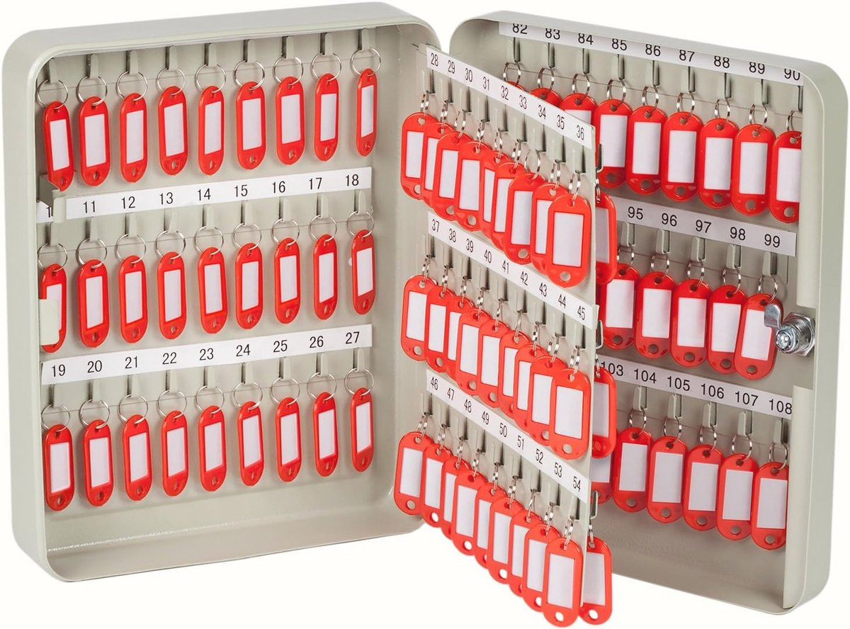 Afsluitbare metalen sleutelkast voor tot 108 sleutels