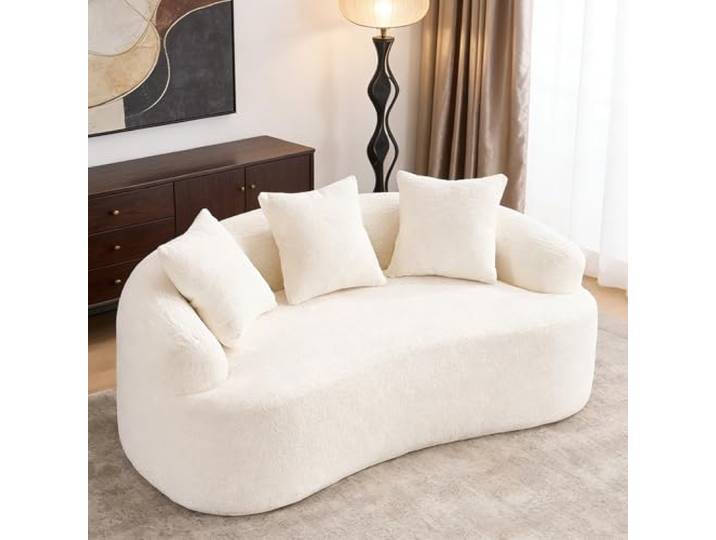 Stimfay Zweisitzer-Sofa, Kleines Modernes Sofa, Inklusive 3 Kissen, 153cm, Montagefrei, Ideal Für Kleine Wohnungen, Studentenwohnheime Und Büros(White)