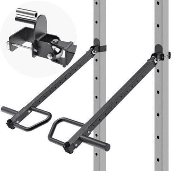 Halterung für Dip-Bar mit verschiedenen Griffmöglichkeiten - für Power Racks mit 2x2 oder 3x3 Zoll Profil - Tragfähigkeit: 500 lbs - Aus legiertem Stahl - Zubehör für Krafttraining