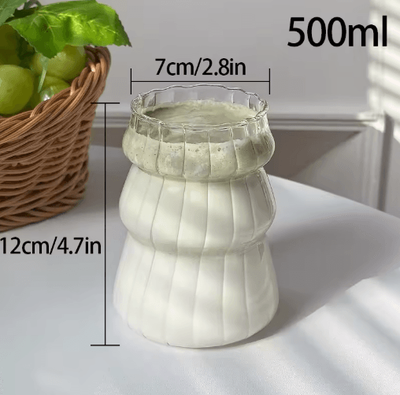 Inspire Picks RippleWave Transparent Drinking Glass Creative Wave Iced Coffee Tumbler b6