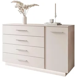 KOMMODE LINA KASCHMIR II 1D4S mit LED-Beleuchtung Griffe Silberchrom